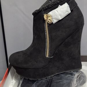 Black Wedge Ankle Boots